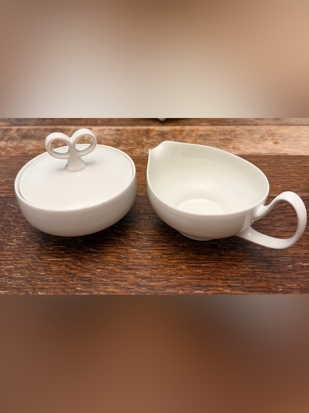 Vintage Iroquois Inheritance Sheer White Creamer & Sugar Bowl Set Ben Seibel MCM